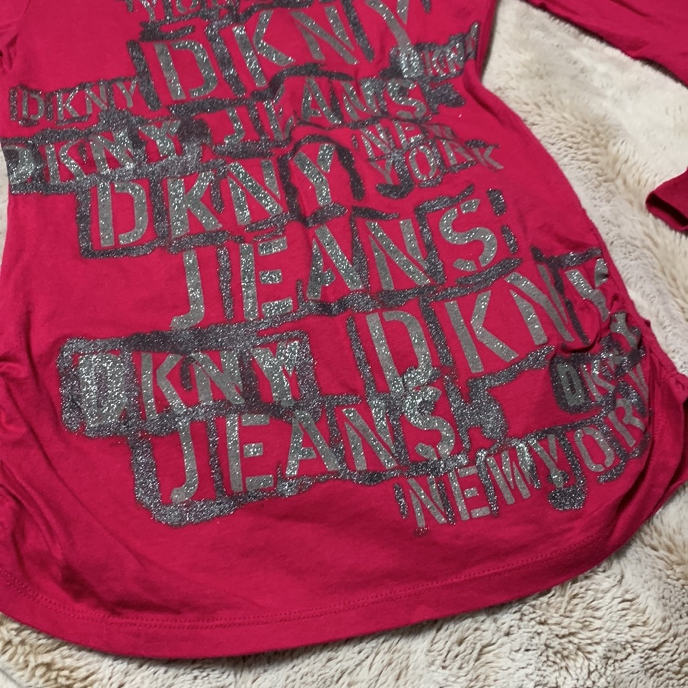 DKNY magenta glitter long sleeve top - Picture 6 of 8